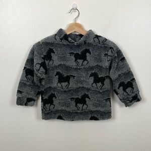 CYNDY Love Aspen Design Kids 4T Pullover Sherpa Winter Sweatshirt Horse Print